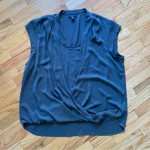 Halogen Beluga gray faux wrap front blouse - Picture 3 of 9